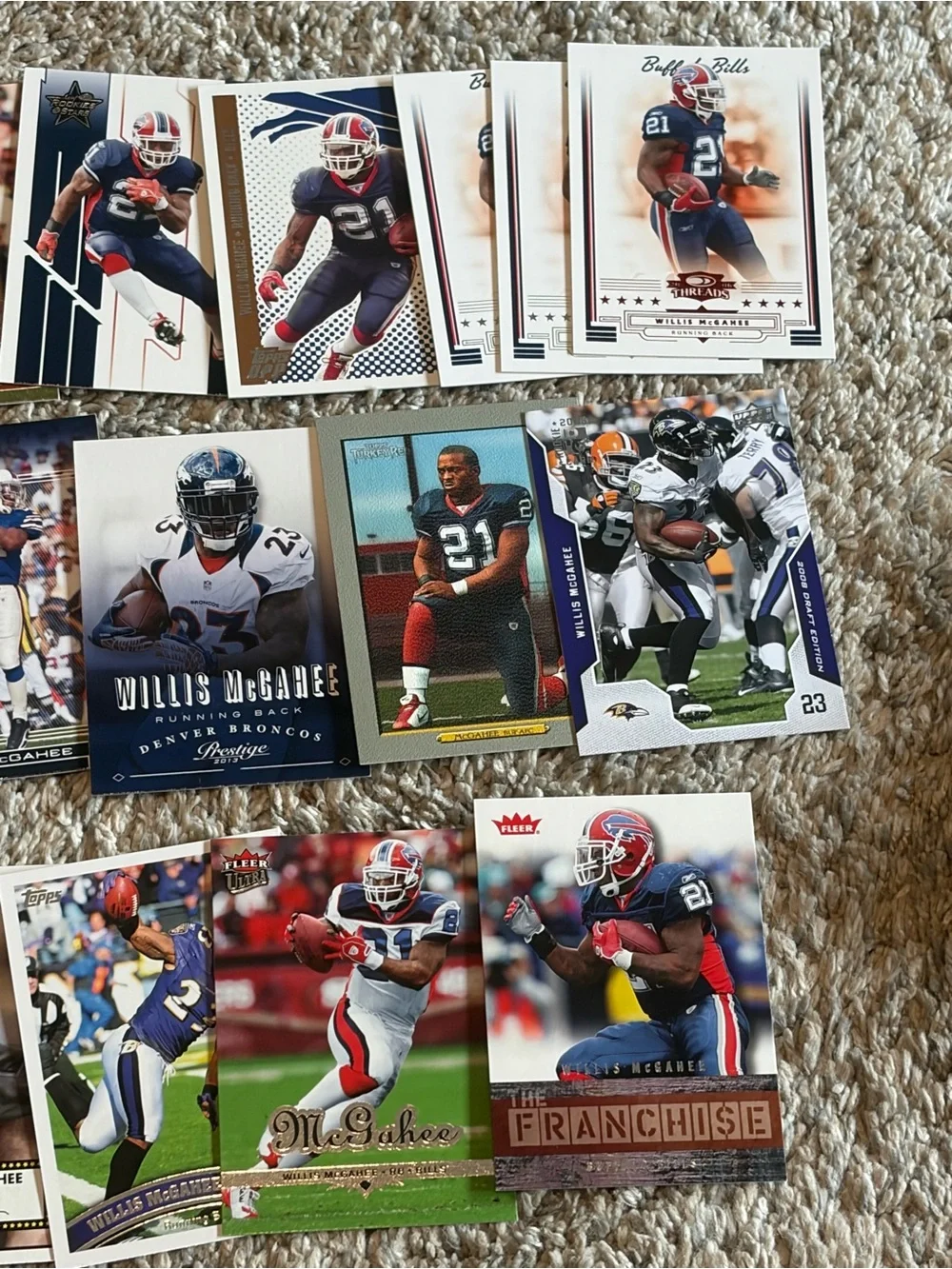 Lot of 28 Willis McGahee football cards Buffalo Bills Miami Baltimore Ravens